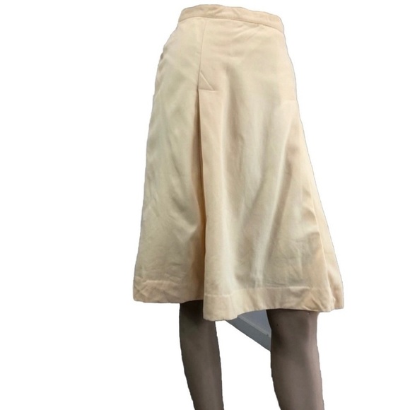 Paul Stanley 100% pure wool midi yellow skirt S:12 - Picture 1 of 16